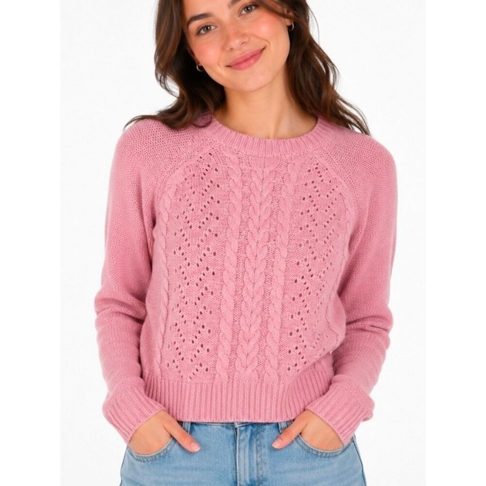 Aeropostale Women's Rose Pink Crewneck Cotton Acrylic Sweater